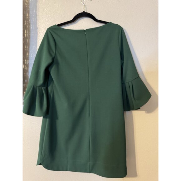 Vince Camuto Dress 10 P 10P Emerald Green 3/4 Flutter Sleeve Stretch Washable - Picture 13 of 15